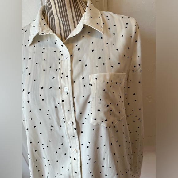 Skies Are Blue Recycled Classic Button Down Blouse Size M - Picture 10 of 10
